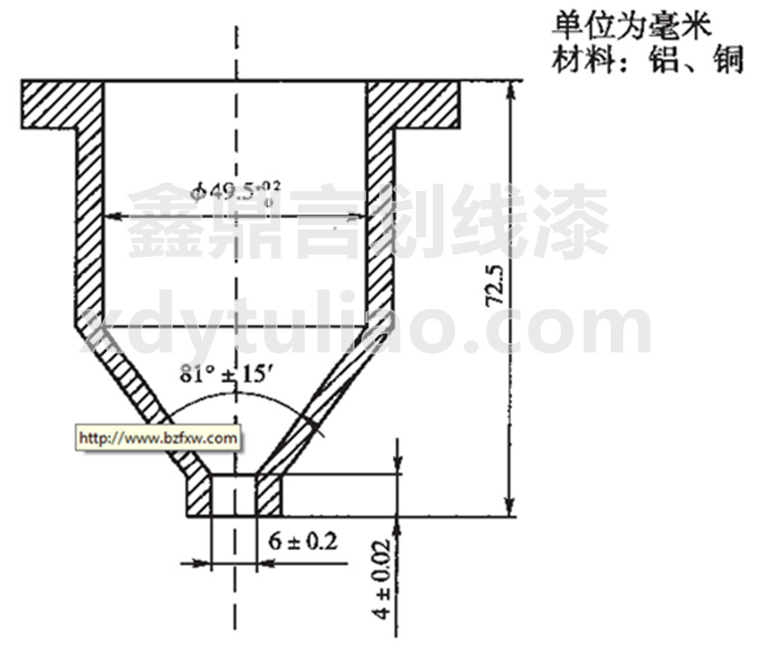 JT/T 280-2004路面標(biāo)線(xiàn)涂料標(biāo)準(zhǔn)-圖7 流動(dòng)度測(cè)定杯 JT/T 280-2004路面標(biāo)線(xiàn)涂料標(biāo)準(zhǔn)-圖7 流動(dòng)度測(cè)定杯